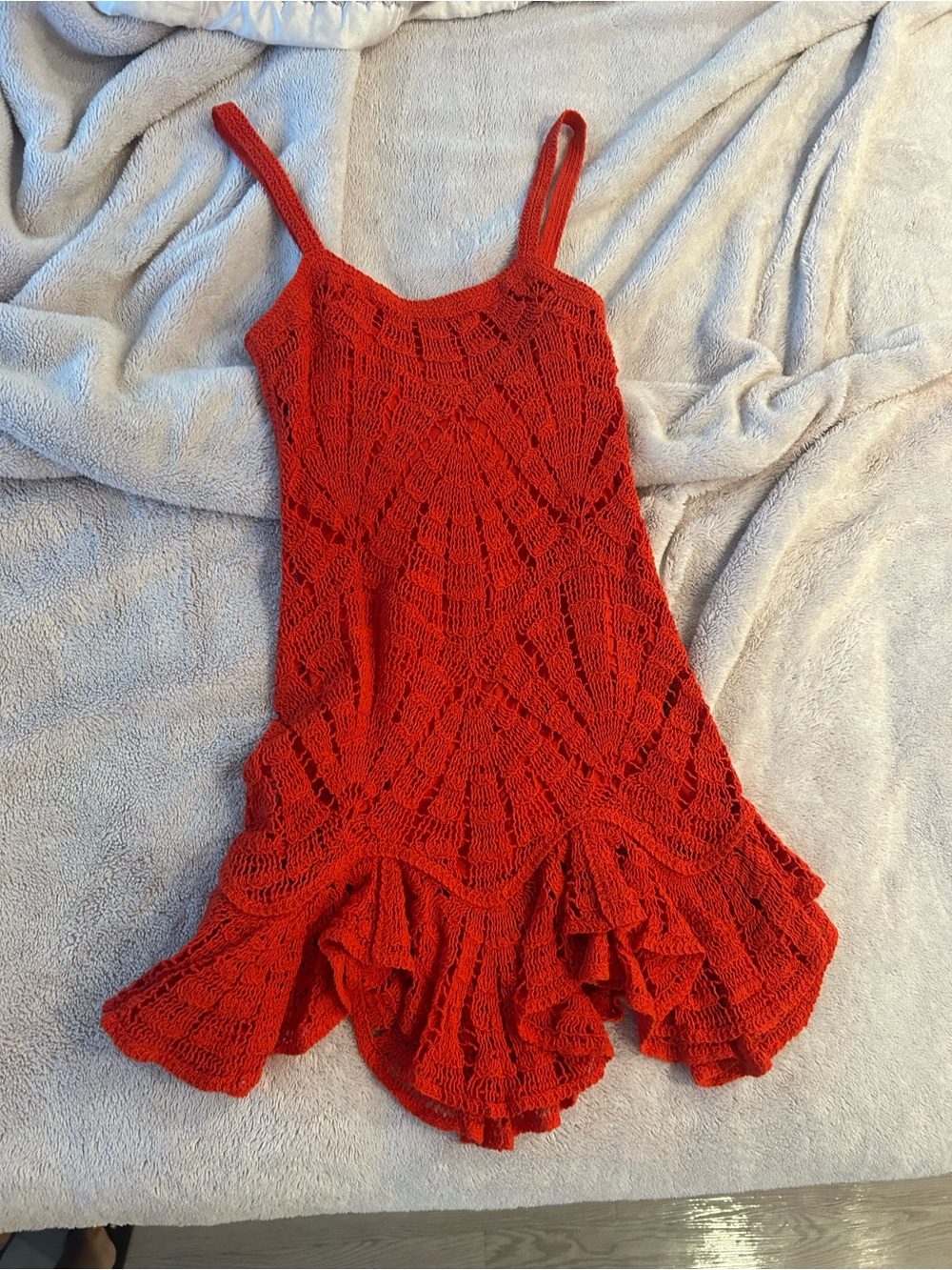 Zara Red/orange Crochet Mini Dress size small